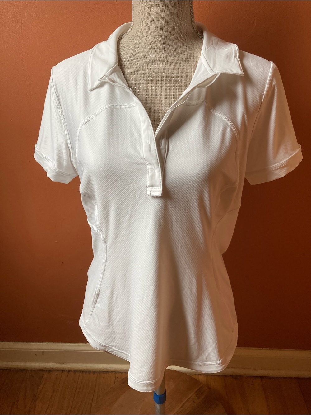 Lululemon white quick-dry athletic polo shirt